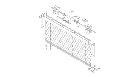 variable Sichtschutz-Jalousie TV 02 mit Motor (technische Zeichnung)