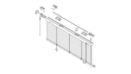 variable Sichtschutz-Jalousie TV 05 mit Kordelzug und Drehstab (technische Zeichnung)